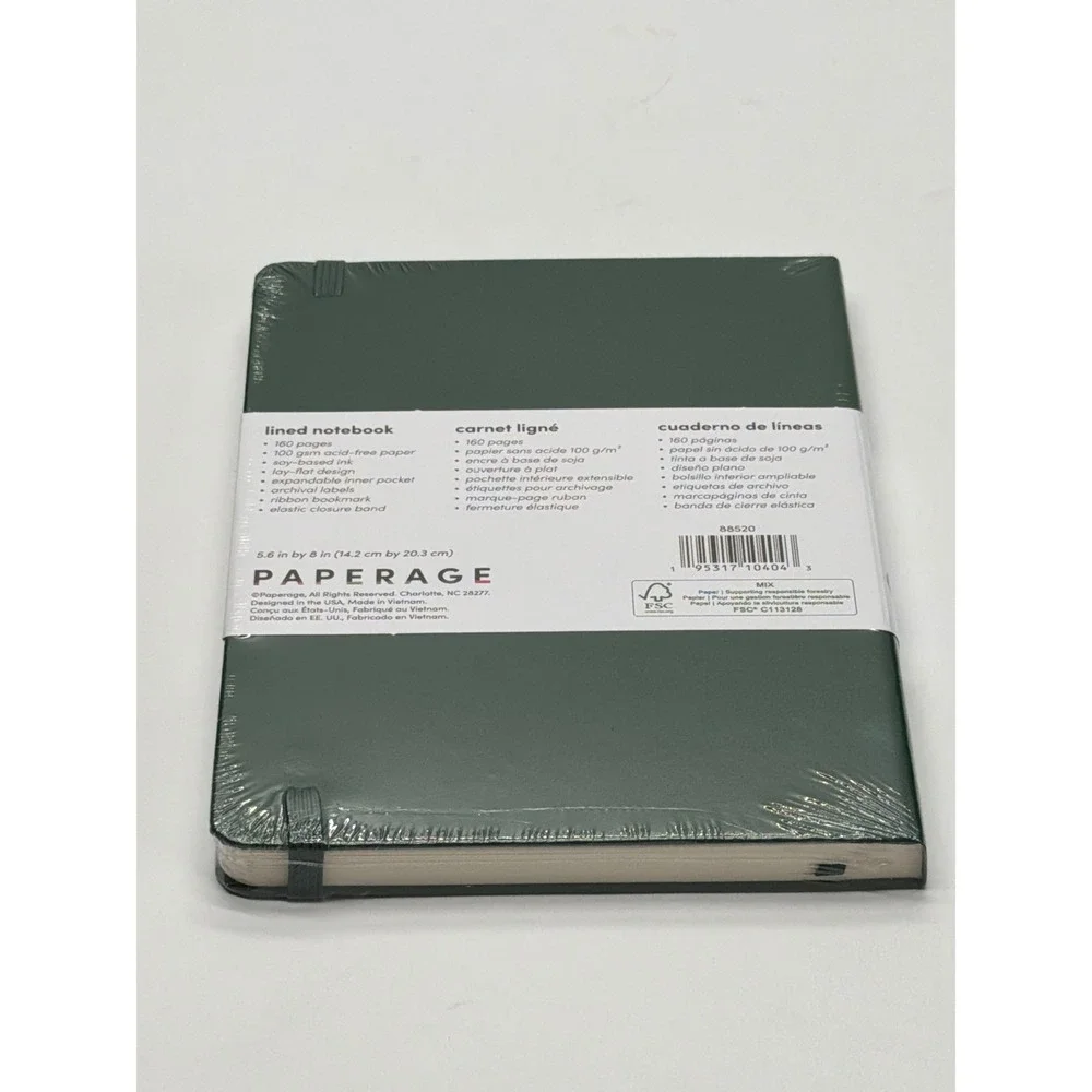 Paperage Lined Notebook Dark Green Hardcover Journal 160 Pages 5.6x8 100gsm
